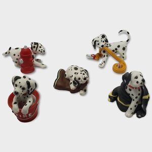 PG Princeton Gallery Porcelain Resin Dalmatian Firefighter Figurines 1994 5pcs